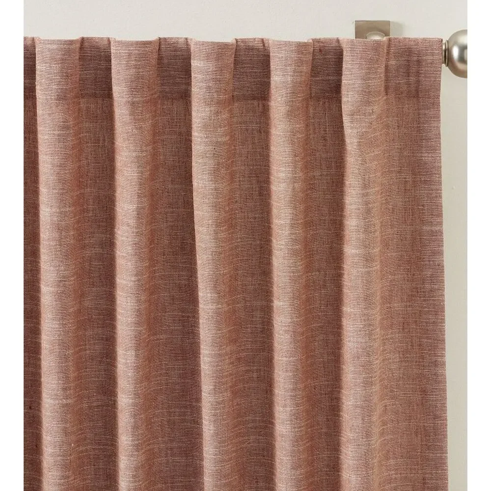 $529 Pottery Barn EMERY Linen Curtain | Brick Red, 100 x 120